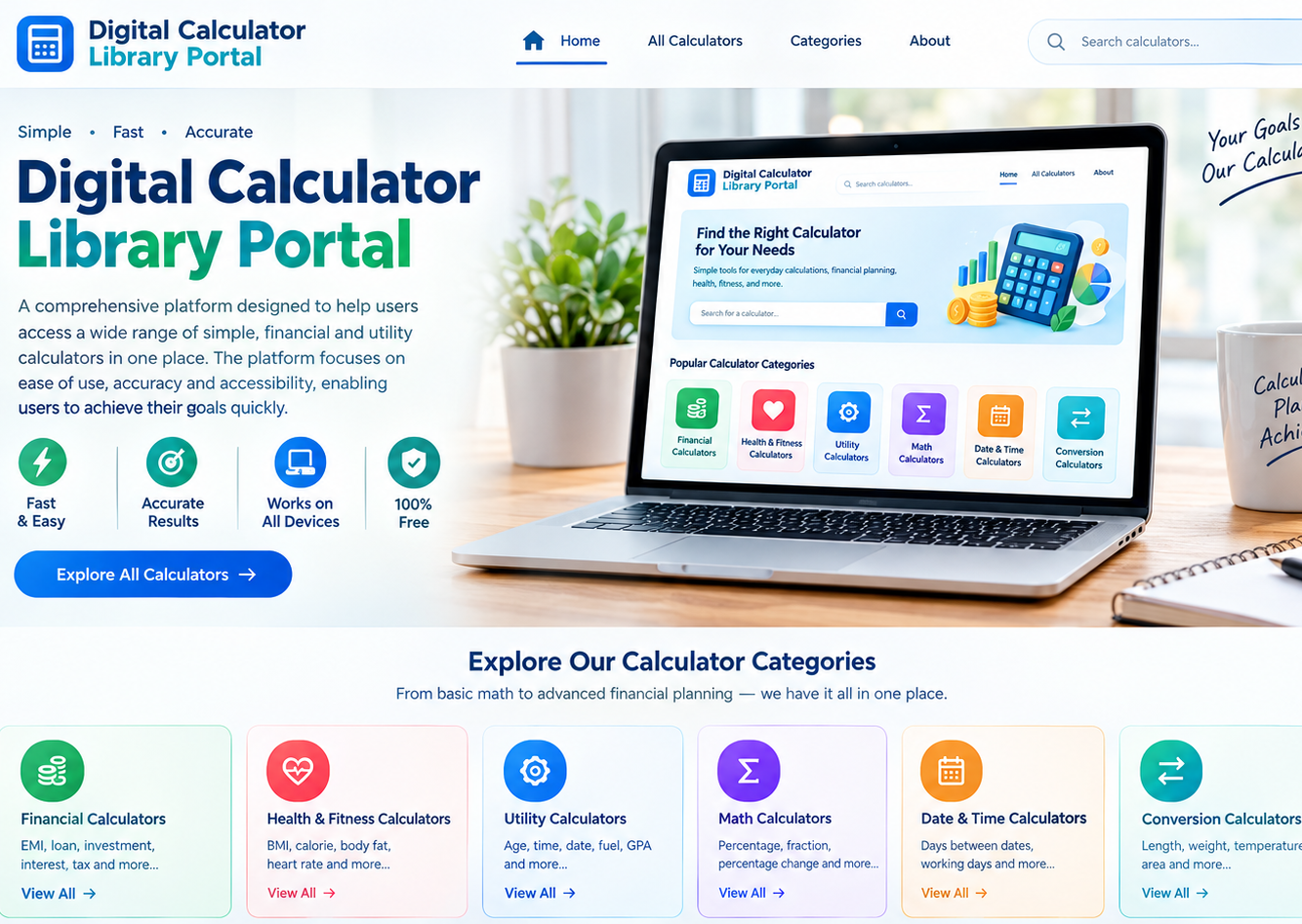 Digital Calculator Library Portal homepage preview